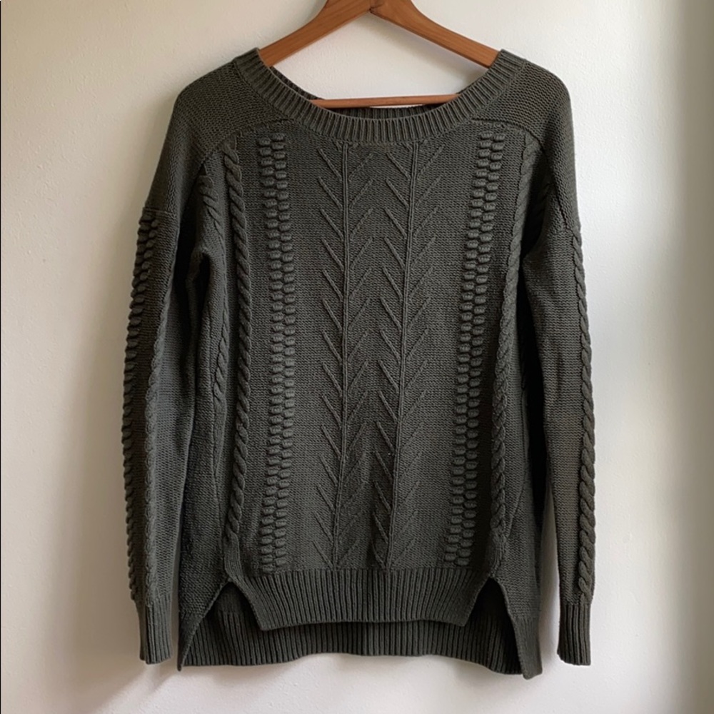 Nordstrom BP Cable Knit Pullover Forest Green